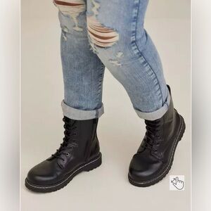 TORRID Stylish Black Lace-Up combat Boots